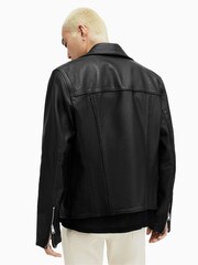 AllSaints Black Biker Warner Jacket - Image 7 of 8