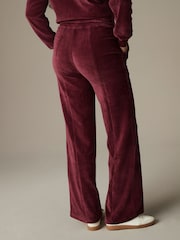 Burgundy Red Velvet Soft Touch Jersey Wide Leg Co-Ord Jogger Trousers - Image 3 of 8