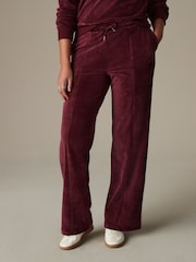 Burgundy Red Velvet Soft Touch Jersey Wide Leg Co-Ord Jogger Trousers - Image 4 of 8