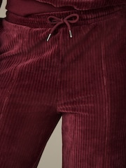 Burgundy Red Velvet Soft Touch Jersey Wide Leg Co-Ord Jogger Trousers - Image 5 of 8