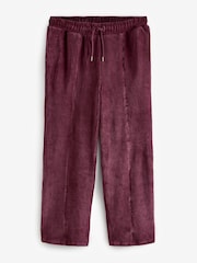 Burgundy Red Velvet Soft Touch Jersey Wide Leg Co-Ord Jogger Trousers - Image 6 of 8