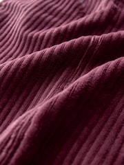 Burgundy Red Velvet Soft Touch Jersey Wide Leg Co-Ord Jogger Trousers - Image 8 of 8