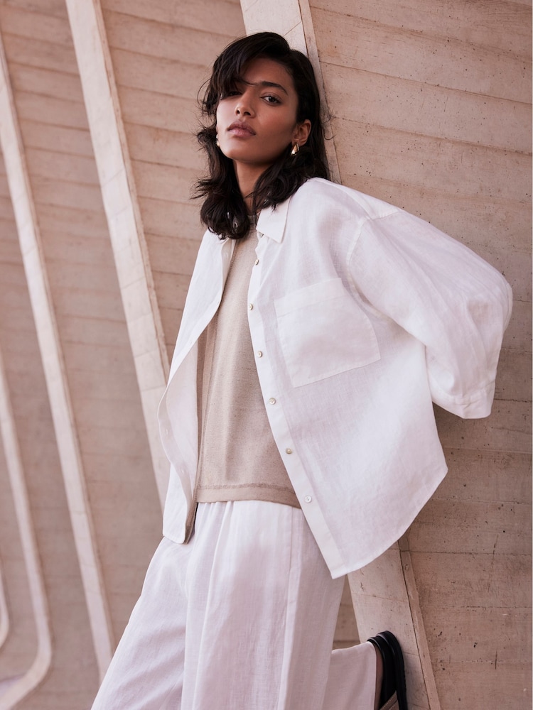 Mint Velvet White 100% Linen Collared Shirt - Image 1 of 7