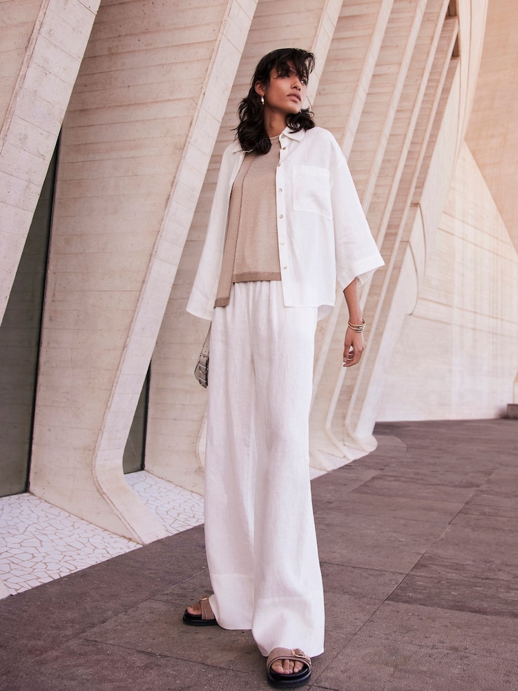 Mint Velvet White 100% Linen Collared Shirt - Image 2 of 7