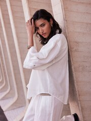 Mint Velvet White 100% Linen Collared Shirt - Image 3 of 7