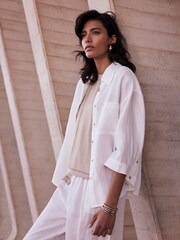 Mint Velvet White 100% Linen Collared Shirt - Image 4 of 7