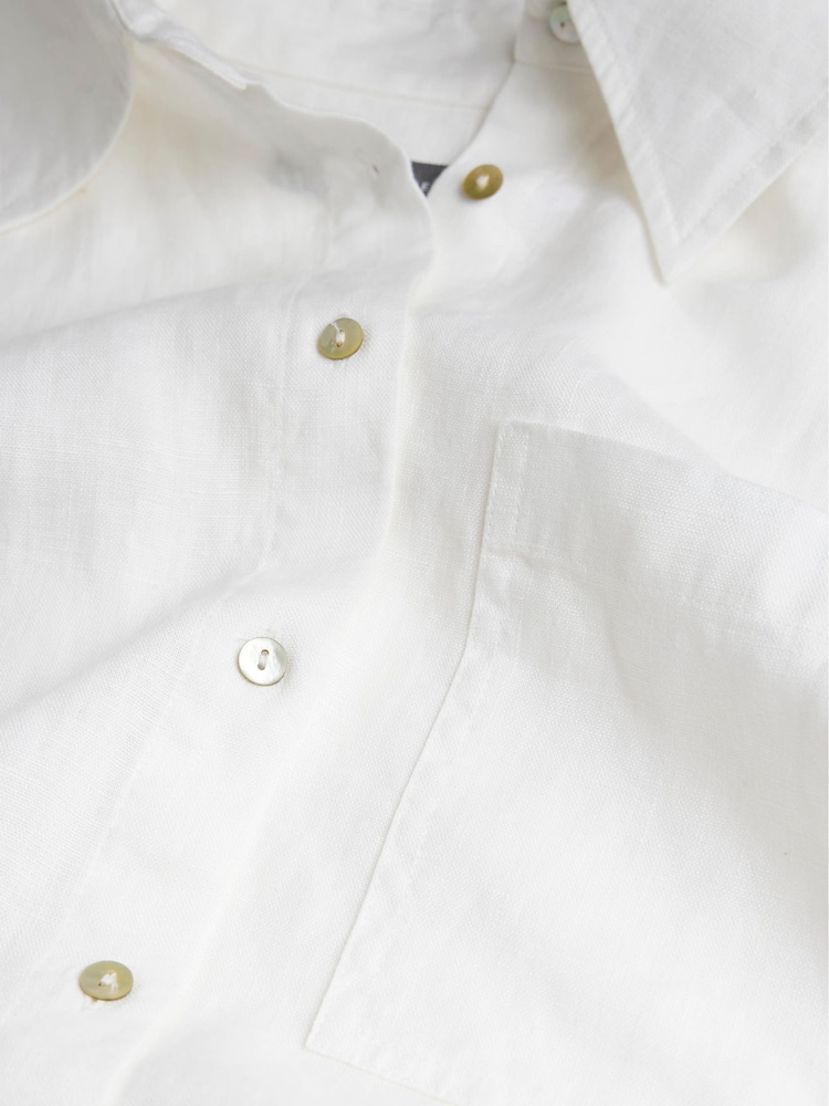Mint Velvet White 100% Linen Collared Shirt - Image 7 of 7