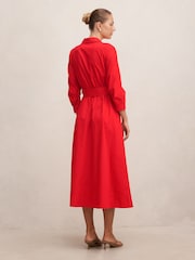 Forever New Red Sally Cotton Shirt Midi Dress - Image 2 of 4