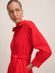 Forever New Red Sally Cotton Shirt Midi Dress - Image 3 of 4
