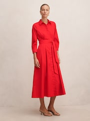 Forever New Red Sally Cotton Shirt Midi Dress - Image 4 of 4