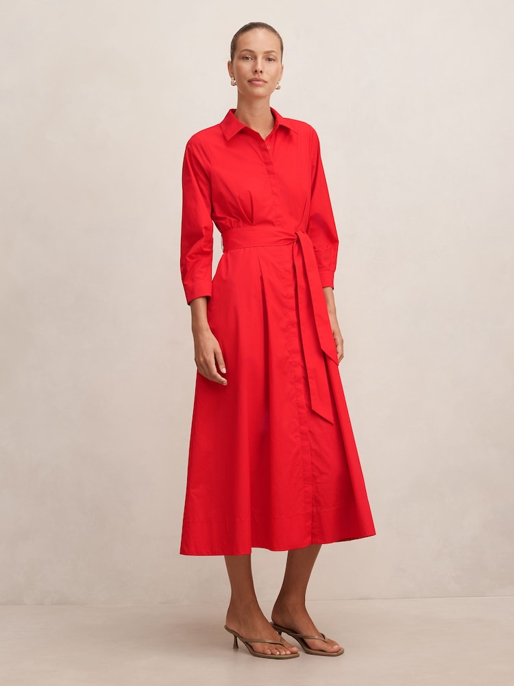 Forever New Red Sally Cotton Shirt Midi Dress - Image 4 of 4