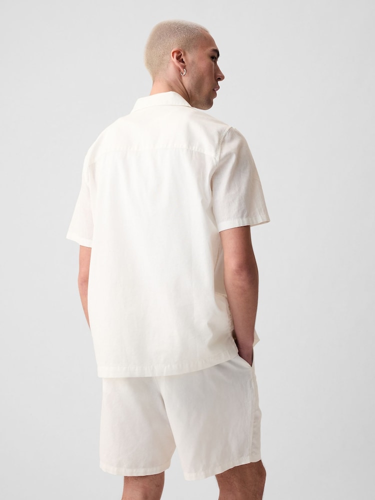 Gap White Linen Cotton Short Sleeve Utility Shirt - Image 2 of 2