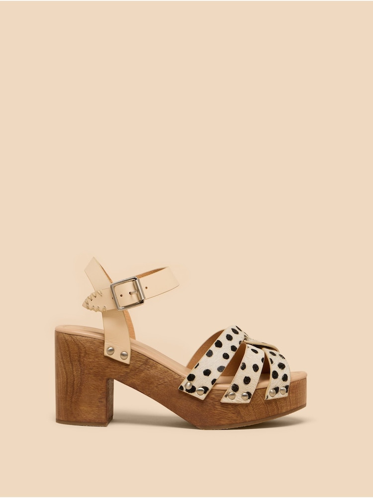 White Stuff White Cosmo Leather Heeled Clogs - Image 1 of 4