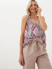 FatFace Flora Natural Cotton Linen Detail Paisley Vest - Image 1 of 4