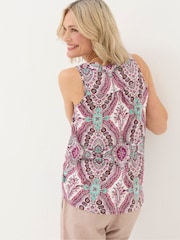 FatFace Flora Natural Cotton Linen Detail Paisley Vest - Image 2 of 4