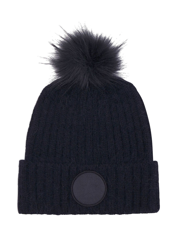 Converse Black 100% Cotton Tonal Pom Beanie - Image 2 of 5