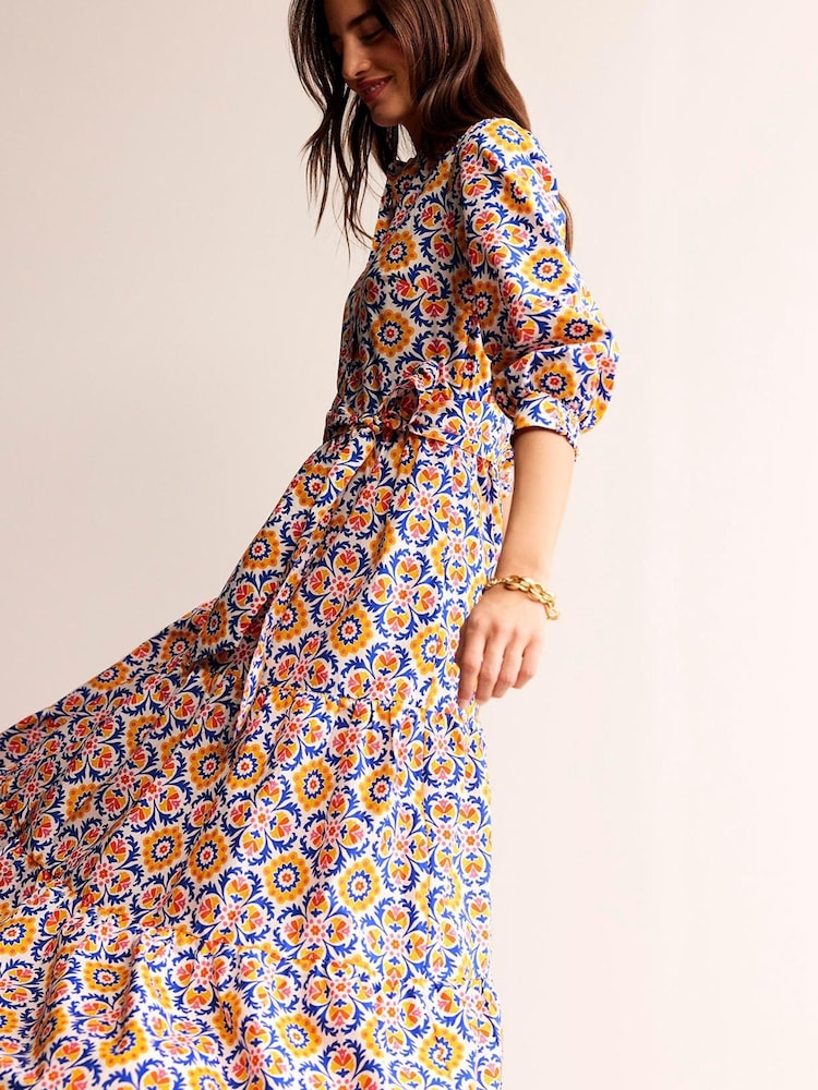 Boden Yellow Alba Tiered Cotton Maxi Dress - Image 1 of 6
