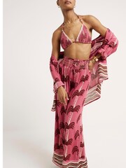 River Island Pink Palm Print Beach Trousers - Image 2 of 5