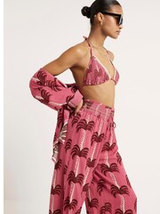 River Island Pink Palm Print Beach Trousers - Image 3 of 5