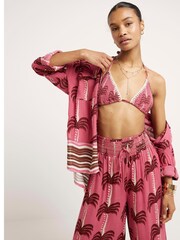 River Island Pink Palm Print Beach Trousers - Image 4 of 5