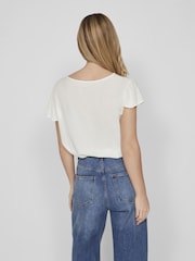 VILA White Ruffle Sleeve Lace Detail Top - Image 3 of 4