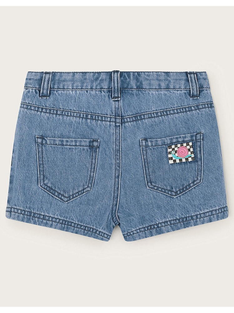 Monsoon Blue Flower 100% Cotton Denim Shorts - Image 2 of 3 Monsoon Blue Flower 100% Cotton Denim Shorts - Image 2 of 3