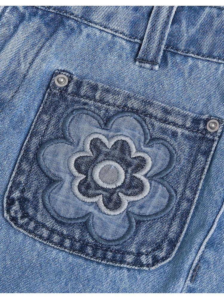 Monsoon Blue Flower 100% Cotton Denim Shorts - Image 3 of 3 Monsoon Blue Flower 100% Cotton Denim Shorts - Image 3 of 3