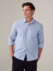 Blue/White 100% Cotton Stripe Long Sleeve Shirt - Image 1 of 8