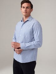 Blue/White 100% Cotton Stripe Long Sleeve Shirt - Image 3 of 8