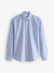 Blue/White 100% Cotton Stripe Long Sleeve Shirt - Image 6 of 8