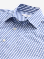 Blue/White 100% Cotton Stripe Long Sleeve Shirt - Image 7 of 8