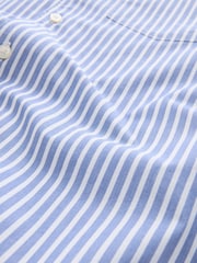 Blue/White 100% Cotton Stripe Long Sleeve Shirt - Image 8 of 8