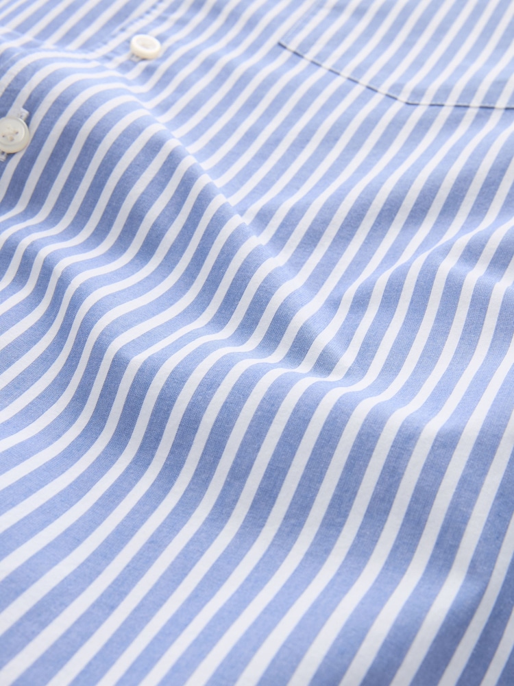 Blue/White 100% Cotton Stripe Long Sleeve Shirt - Image 8 of 8