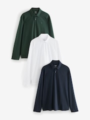 Bleu marine/vert/gris - Lot de 3 polos en jersey à manches longues - Image 1 de 12