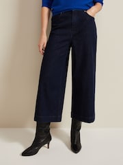 Phase Eight Blue Leyla Dark Wash Denim Culottes - Image 3 of 6