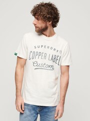 Superdry Cream 100% Cotton Copper Label Workwear T-Shirt - Image 1 of 3