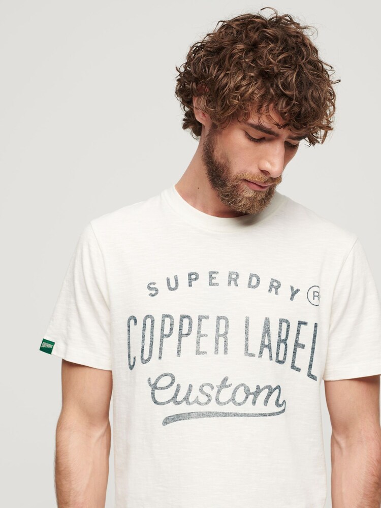 Superdry Cream 100% Cotton Copper Label Workwear T-Shirt - Image 3 of 3