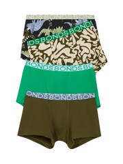 Bonds Green Dinosaur Print 100% Cotton Trunks 4 Pack - Image 1 of 3