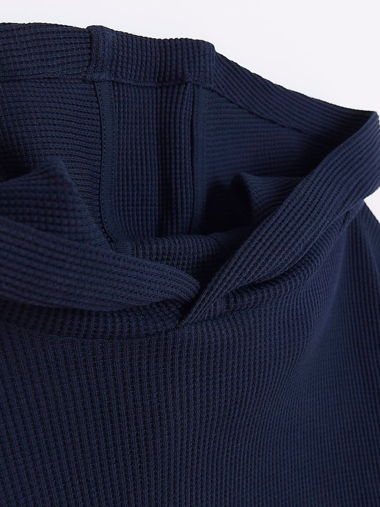 River Island Blue Boys Waffle Hoodie And Cargo Joggers Set - Image 5 of 5