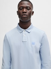 BOSS Blue Logo Patch Long Sleeve Polo Shirt - Image 1 of 5