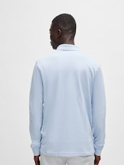 BOSS Blue Logo Patch Long Sleeve Polo Shirt - Image 2 of 5