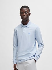 BOSS Blue Logo Patch Long Sleeve Polo Shirt - Image 3 of 5