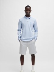 BOSS Blue Logo Patch Long Sleeve Polo Shirt - Image 4 of 5