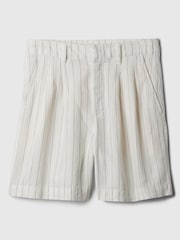 Gap White Stripe High Waisted Linen Blend Pleated Shorts - Image 3 of 3