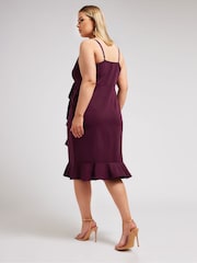 Yours Curve Purple London Ruffle Wrap Dress - Image 3 of 5