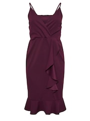 Yours Curve Purple London Ruffle Wrap Dress - Image 5 of 5