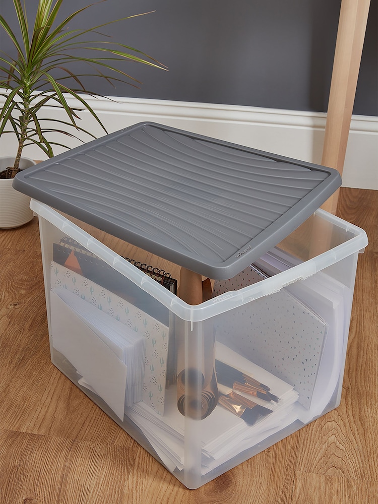 Wham 3 x Box 50L Stackable Plastic Storage Archive Box Lid - Image 2 of 6