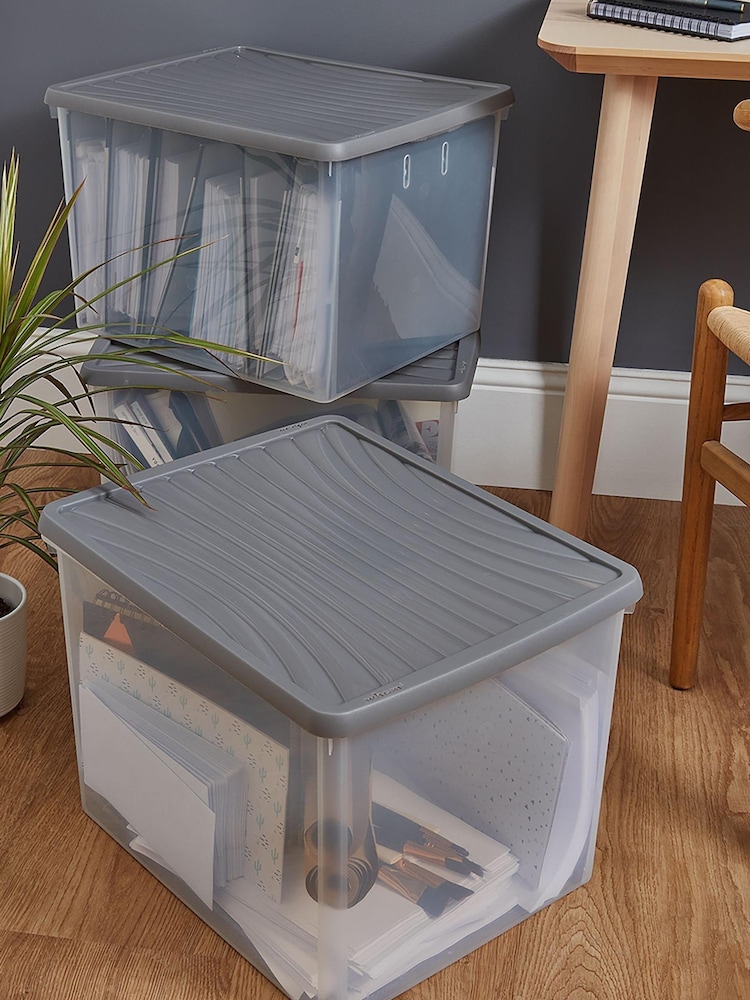 Wham 3 x Box 50L Stackable Plastic Storage Archive Box Lid - Image 6 of 6