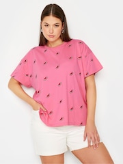 Yours Curve Pink 100% Cotton Watermelon T-Shirt - Image 1 of 5