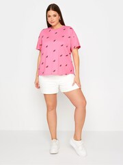 Yours Curve Pink 100% Cotton Watermelon T-Shirt - Image 2 of 5